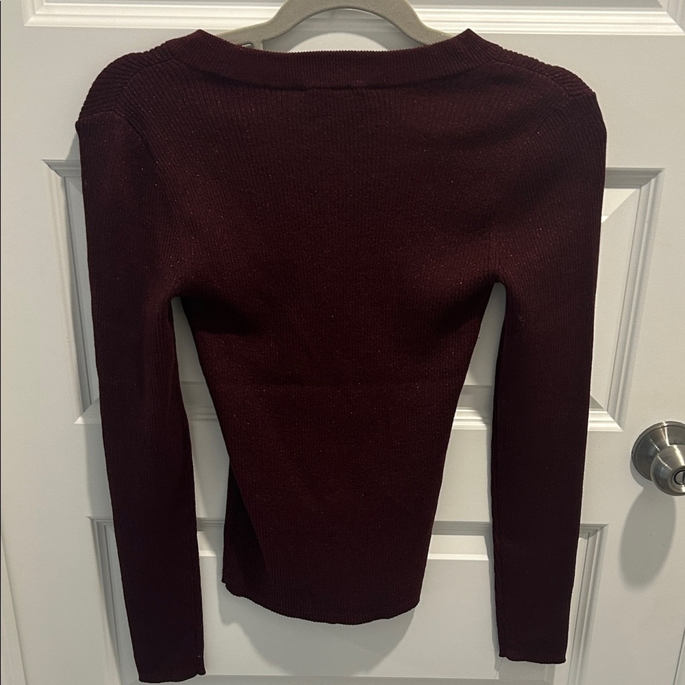 NWT Michael Kors Women's Burgundy Button-Up Top - Picture 5 of 6